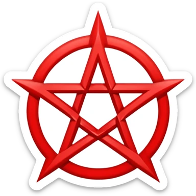 Inverted (point facing down), encircled pentagram, red. One circle, no additional colors. POINT FACING DOWN, not up. sticker