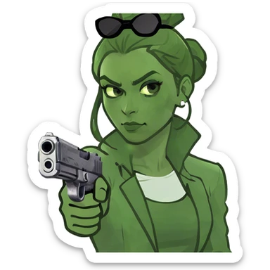 black girl pointing a gun sticker