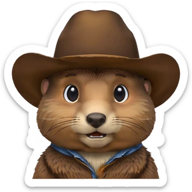 Groundhog with a cowboy hat  sticker
