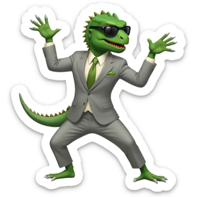 capitalist iguana banker godfather with black sunglasses breakdance sticker