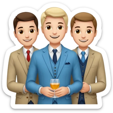 3 men on a date sticker