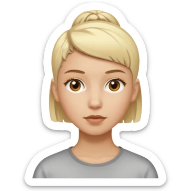 Girl with light skin, light brown eyebrows, and blonde buzzcut sticker