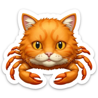 Orange cat head on crab body sticker