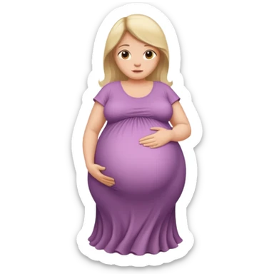 very heavily pregnant overdue woman with very large belly sticker