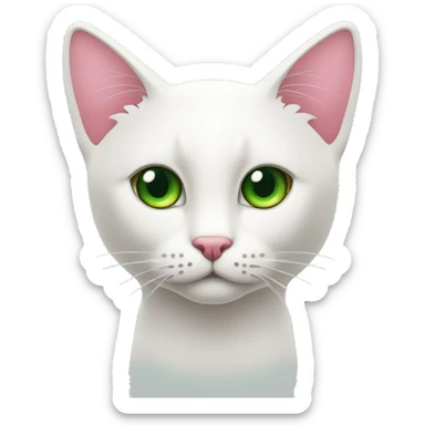gato blanco con los ojos verdes y la nariz y orejas rosas sticker
