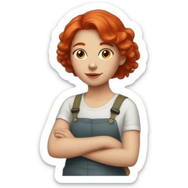 Red hair girl painting sticker