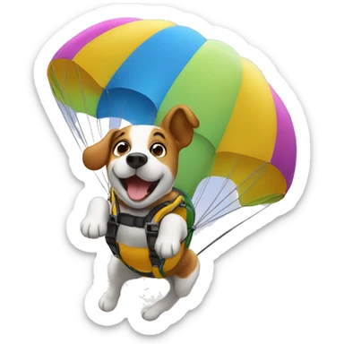 jumping dog skydiving with parachute sticker