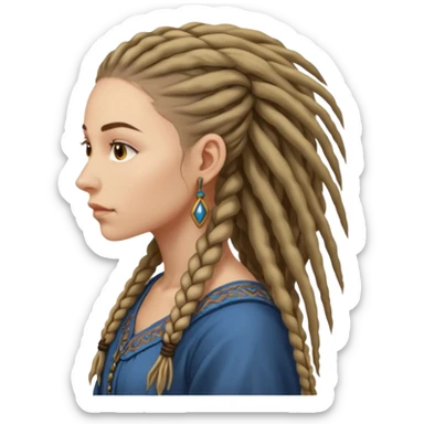slavic woman with dreadlocks side view sticker