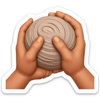 two hands kneading a ball of clay sticker