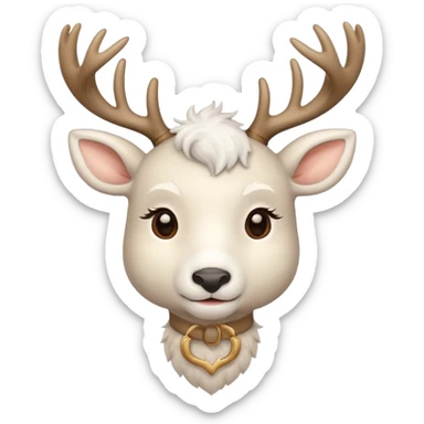 Very cute white deer beige antlers  sticker