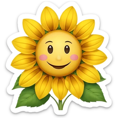 make a sunflower with a white disc in the middle with a smiley face, make it have 6 yellow petals and remove the cheeks nose and eyebrows sticker