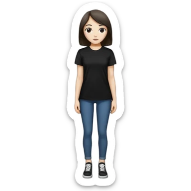 Sasha Gray in big black t-shirt full height sticker