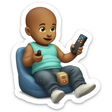 Baby play with mobile joystick   sticker