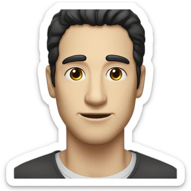 Tall man and long face.black hair and eyes.long nose.medium size mouth and big but long eyes WHole body visible  sticker