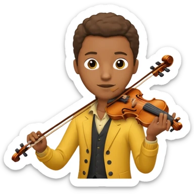 yellow-colored violinist black man  sticker