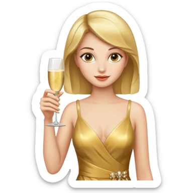 woman with shampane glass in golt dress sticker