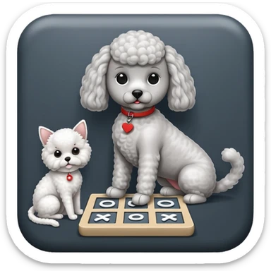 Cat playing tic-tac-toe with a poodle sticker