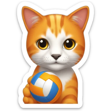 orange-cat-volleyball-setter sticker