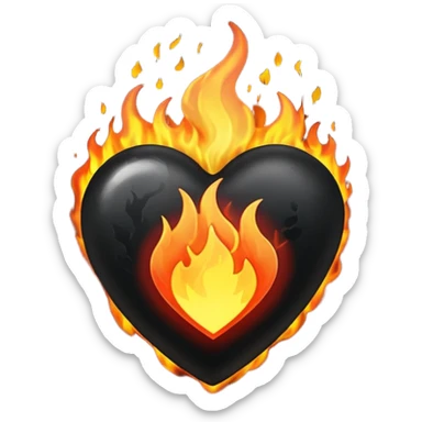 black heart on fire sticker