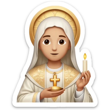 a piece of the Eucharist at church animated as a person sticker