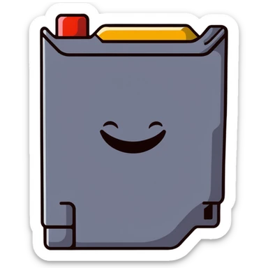 A cute sticker-style Nintendo 64 game cartridge with a smiling face sticker