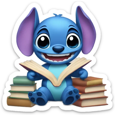 stitch with books sticker