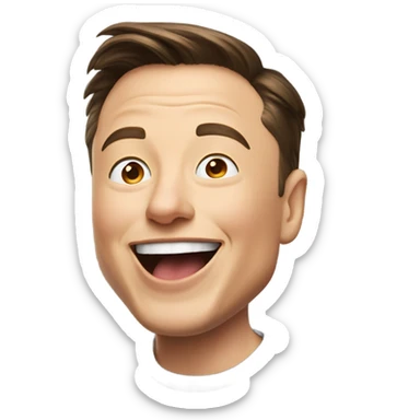 Elon musk sticking his tongue out with a happy expression. Photorealistic, follows the prompt one to one. well made sticker