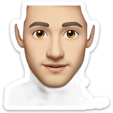 caucasian man 23 years old with dye white hair and brown eyes and brown eyebrow, black piercing in earlobe sticker