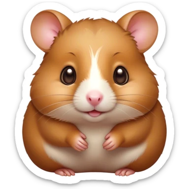 Cinematic Cute Brown Hamster Portrait Emoji, Head tilted playfully and inquisitively, featuring a glossy, rich brown fur with a delicate sheen, round, sparkling dark eyes filled with curiosity, Simplified yet irresistibly adorable features, highly detailed, glowing with a warm, friendly glow, high shine, affectionate and lively, stylized with a touch of whimsy, bright and endearing, soft glowing outline, capturing the essence of a mischievous yet loving hamster, so playful it feels like it could dash out of the screen and into your arms! sticker