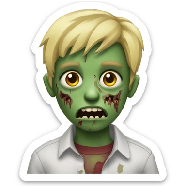 boy zombie with blonde hair and shirt sticker