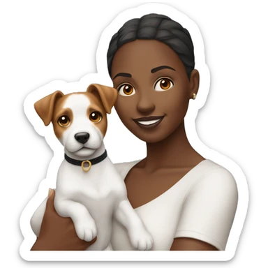 Black woman holding Jack Russell terrier ￼ sticker