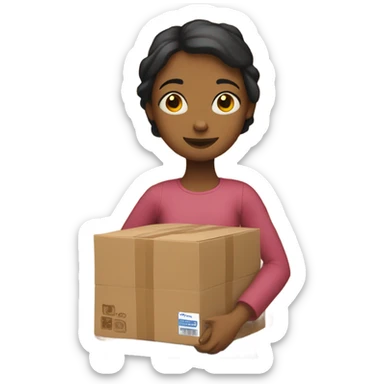 Girl carrying cardboard boxes sticker