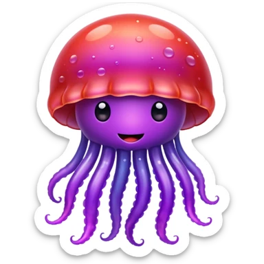 color gradient between red and purple glitter cute happy jellyfish sticker