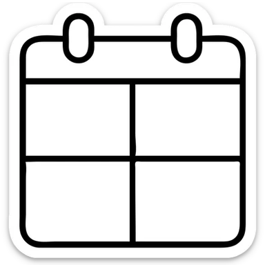 icon of a calendar showing four months, clean and simple, minimal color, clear month divisions, minimalistic, clear grid sticker