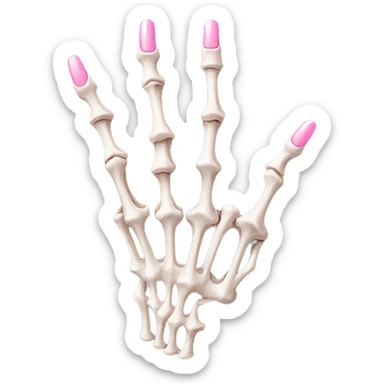 Skeleton hand 5 fingers with pink polish nails minimalistic  sticker
