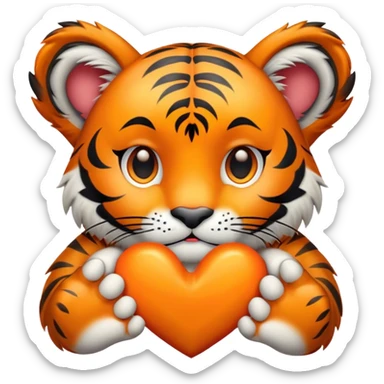 Sad tiger heart in paws sticker