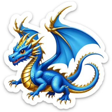 Cool, blue dragon with some golden scales and fly sticker