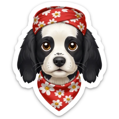 Собака породы черно-белый русский кокер спаниель в бандане Grow Street sticker