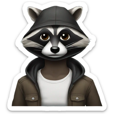 Raccoon wearing a thief’s mask sticker