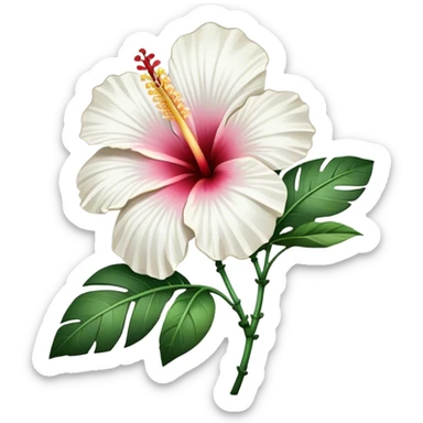 single white Hawaiian hibiscus, straight stem sticker