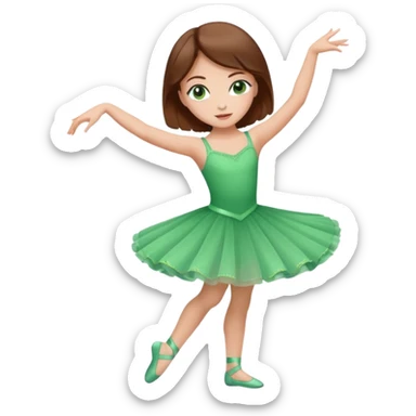 ילדה שרוקדת בלט עם שיער חום ועיניים ירוקות sticker
