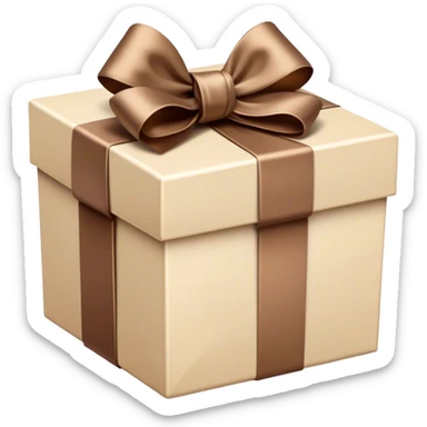 beige GIFTBOX with brown vintage satin bow sticker