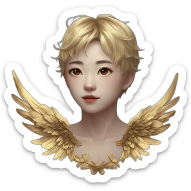 Bare belly, Wings, Choker, Colorless garden, Bathed in shadows, FOV 90 degrees, short lighting, L USM, Cold Colors, gilded technique, taiji, extremely hyper aesthetic, absurdres sticker