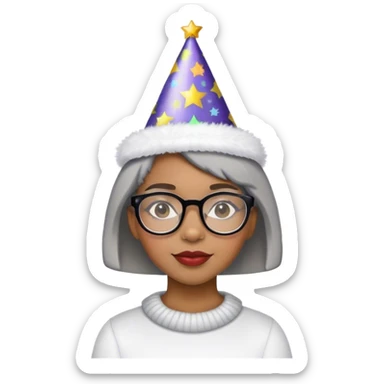 Light skinned Black girl with glasses short natural gray haircut celebrating new year’s  sticker