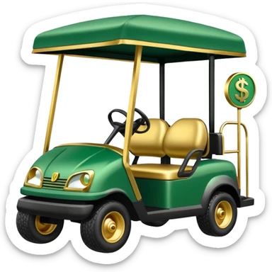 Golf cart covered with dollar signs sticker