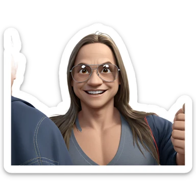 boy with long hair smiling sticker