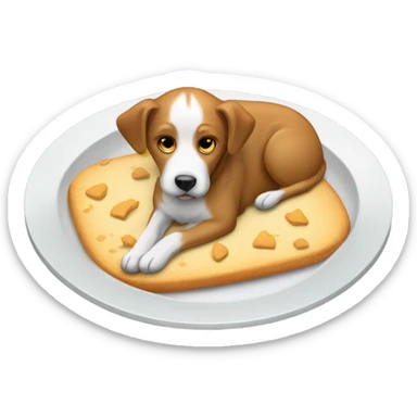 Dog laying on a food plate sticker