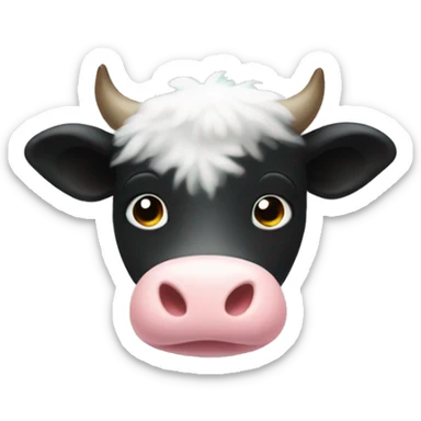 Fluffy heart cow print sticker