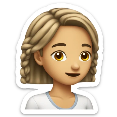 Girl tucking hair behind ear sticker