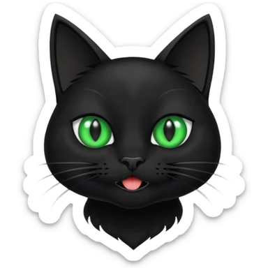 elegant black cat with a flat face and pointy tooth with stinky breath sticker